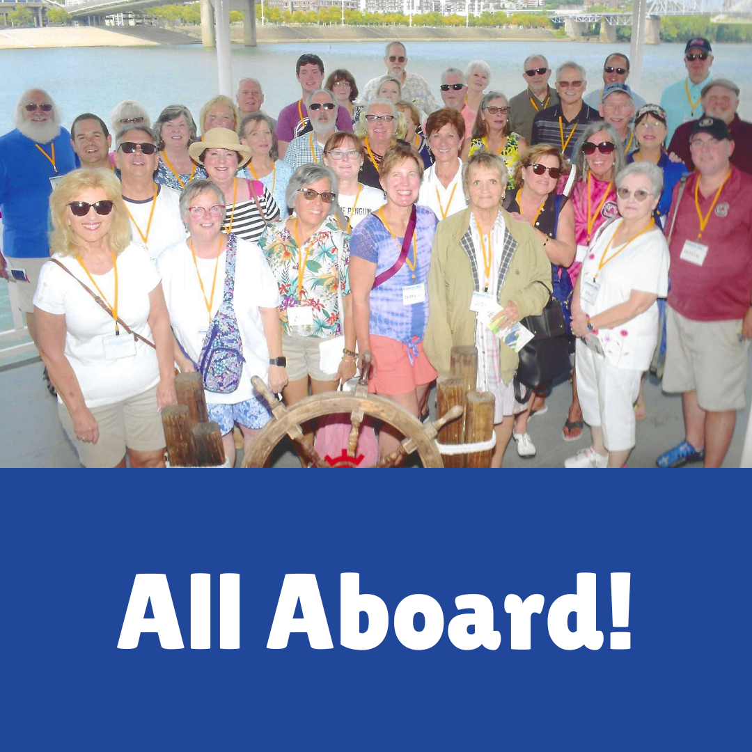 Connecting with others group picture and boat tour